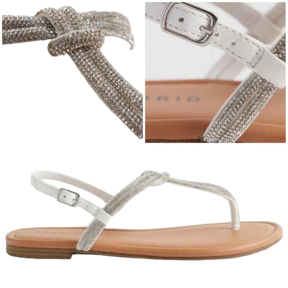 Torrid EMB knot t-strap sandal white